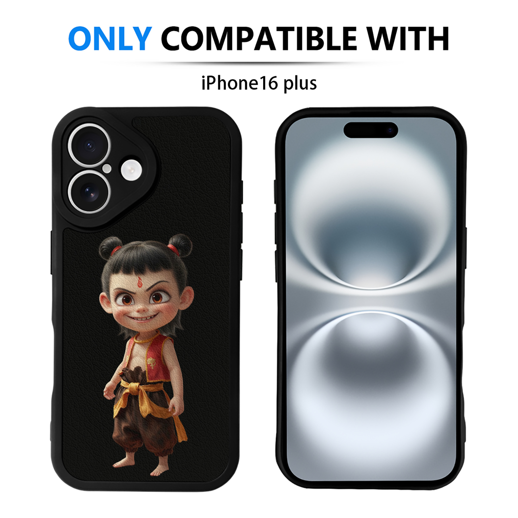 （画像用） Ne Zha 2 ナタ 魔童の大暴れ 【iPhone 16シリーズ対応】シリコンスマホケース（レザー調） 材質：シリコン